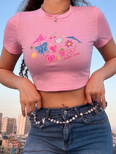 Crop Top mit fruchtigem Schmetterlings-Print